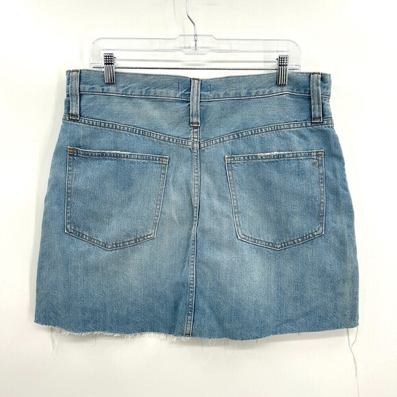 NWT MADEWELL Rigid Denim A-Line Raw Hem Mini Blue Jean Skirt Size 31 - Picture 5 of 8